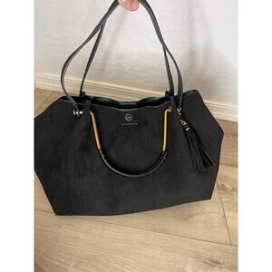 NWT House of Harlow 1960 Black Suede Luxe Satchel & Wristlet